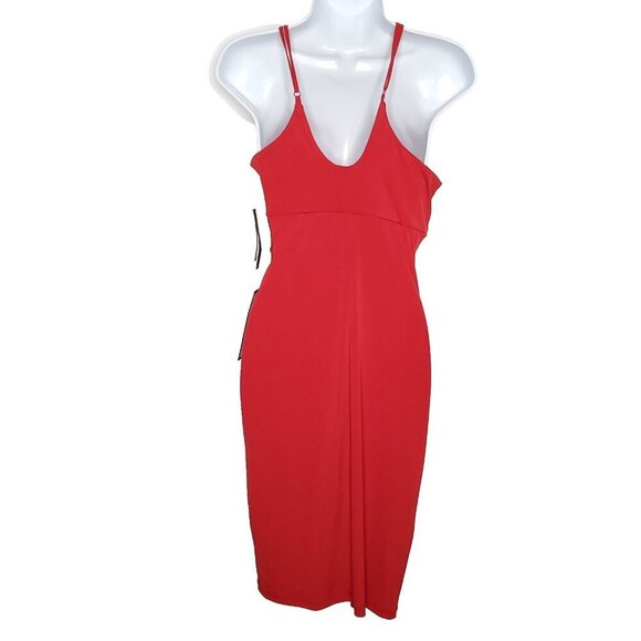 City Studio Sleeveless Bodycon Dress Sz 11 Red Ruched Side Slit Party Club - Picture 3 of 11